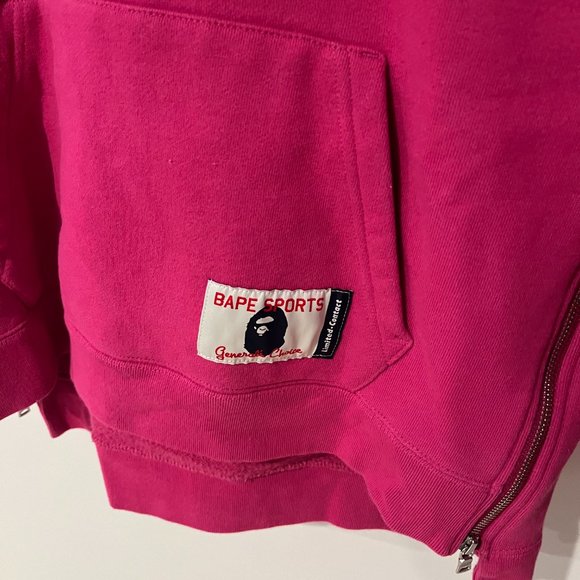 Bape A Bathing Ape Sports Pink Shark Hoodie two side zippers size Small - Picture 4 of 12